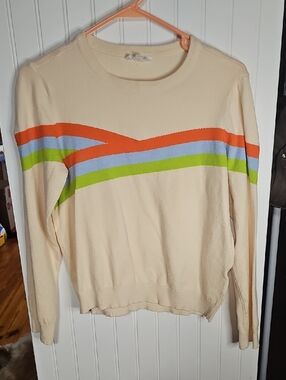 THML Cream Ribbed-Neck Knit Top